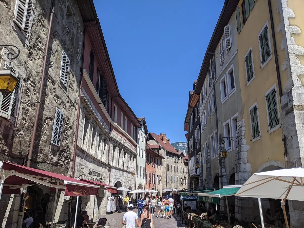 The arcaded lanes of the Rue Sainte-Claire in the Annecy Old Town